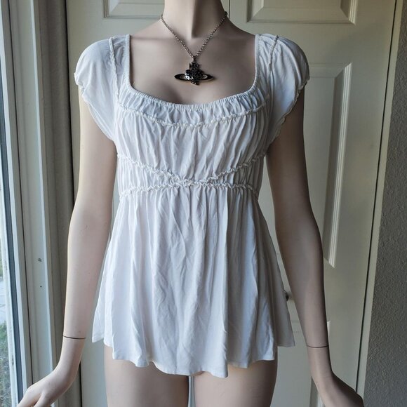 max studio white babydoll top - Picture 2 of 6